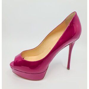 Christian Louboutin Heels "Fetish Peep 130" Dark Pink Platform Pumps Size 37.5